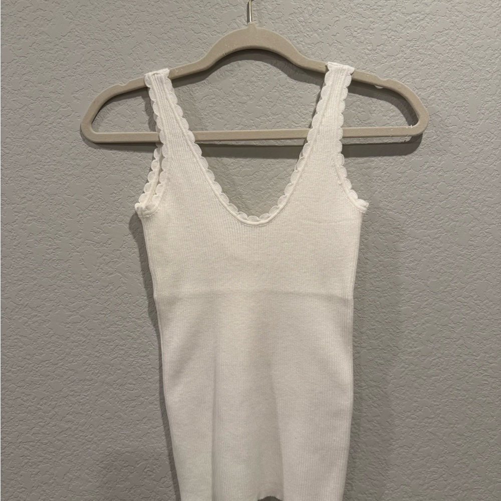 White Sleeveless Knit Top